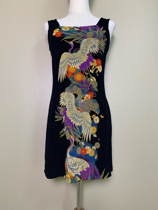 Renee C. Dresses & Skirts - Renee Collection Dress Black/Multi Bird Crane Japanese Pattern Sleeveless M